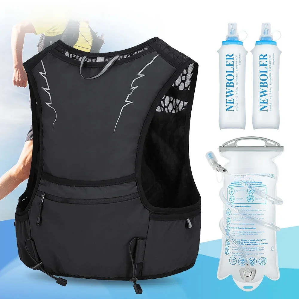 AliExpress NEWBOLER 5L Ultralight Running Backpack Running Trail Hydration Pack Marathon Running Bike Backpack Bag 500ml 2L Soft Flask