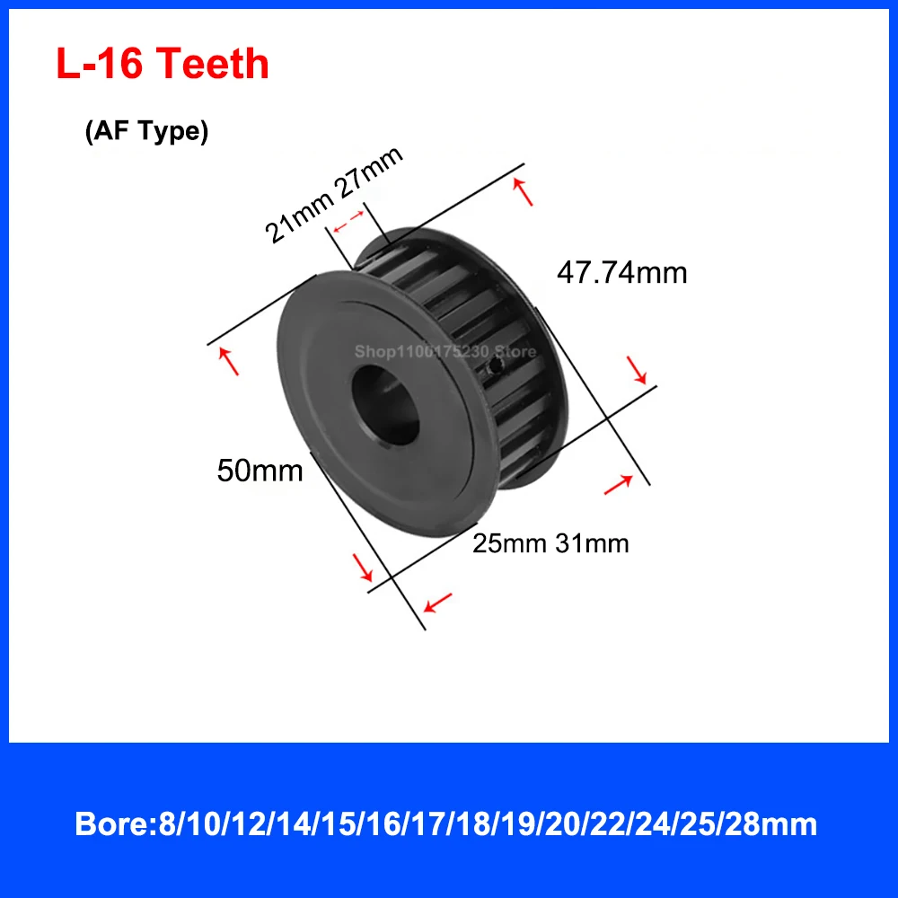 1PCS 45# Steel L Type Timing Pulley 16/17/18/19 Teeth Width 21mm 27mm Synchronous Belt Wheel Bore 8mm-28mm