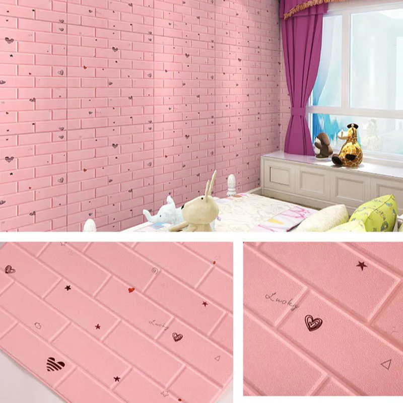 1Pcs 77*70cm 3D Wall Sticker Imitation Brick Bedroom Home Decoration Waterproof Self-Adhesive Wallpaper Living Room decoration