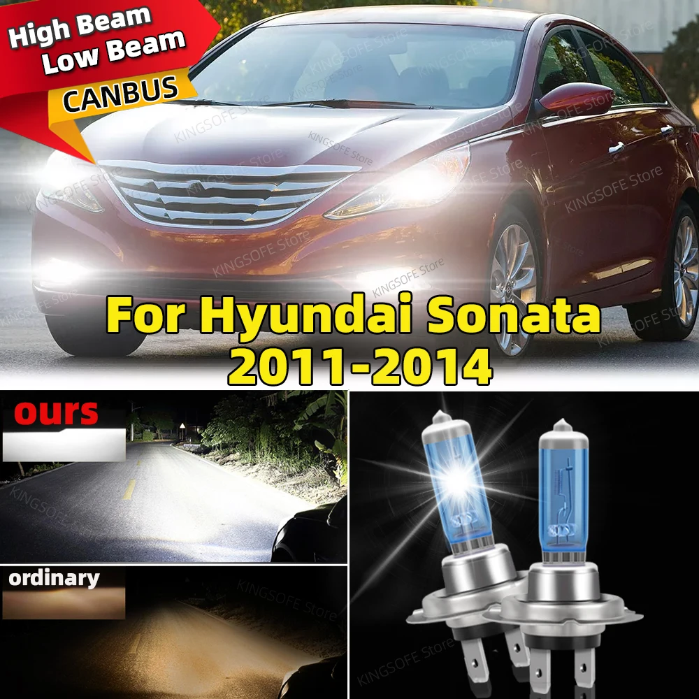 

2pcs Car Headlight Bulbs 100W 6000K White Halogen Lamps Canbus Auto High Low Beam For Hyundai Sonata 2011 2012 2013 2014