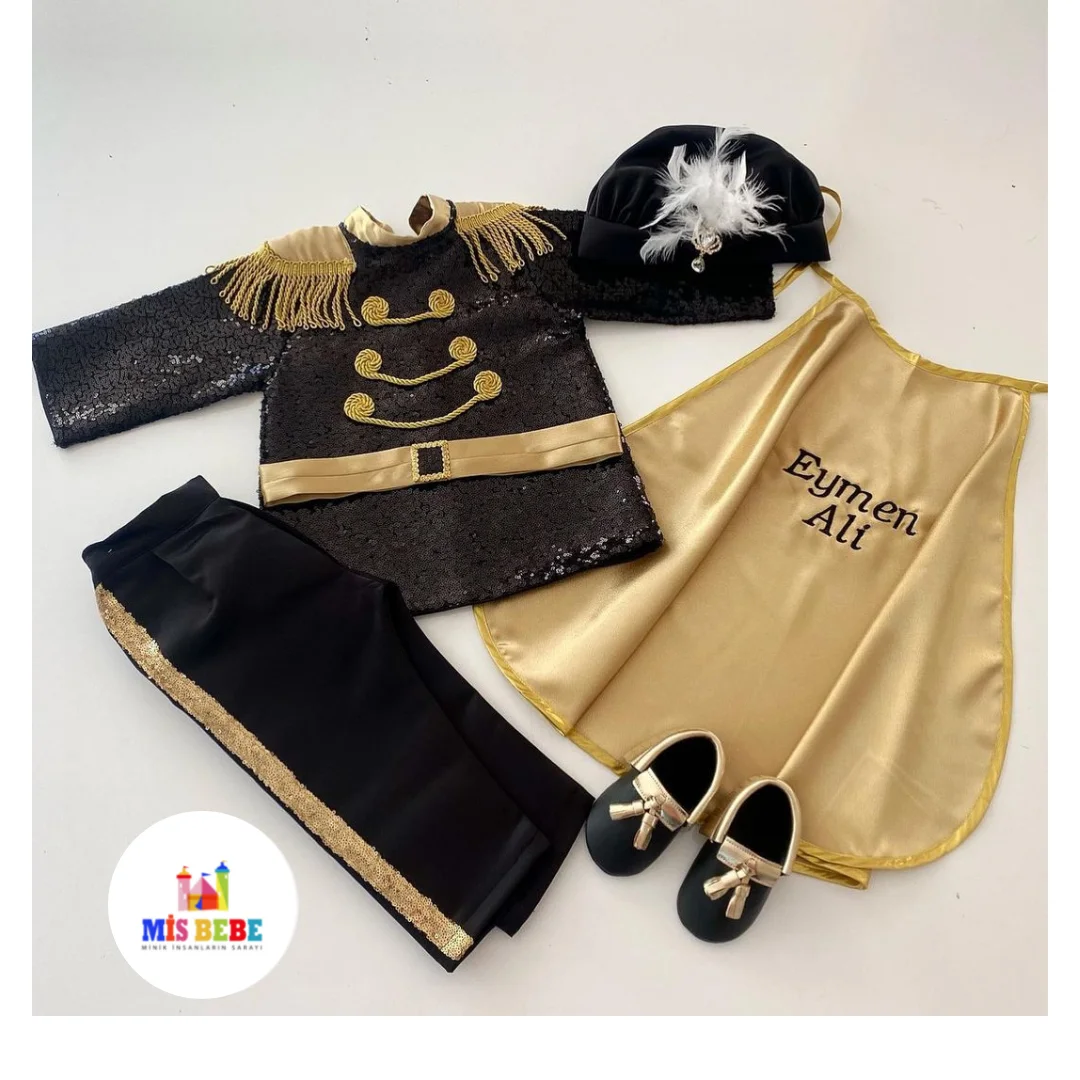 6-Pcs Boy Baptism Circumcision King Costume Baby Set Clothing Personalized Outfit Custom Baby Clothes Winter Spring