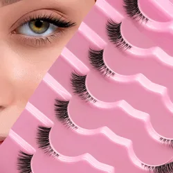 Seven pairs of strip lashes, clear lash strips, 3D lengthening artificial mink lashes, foxy cat eye lashes