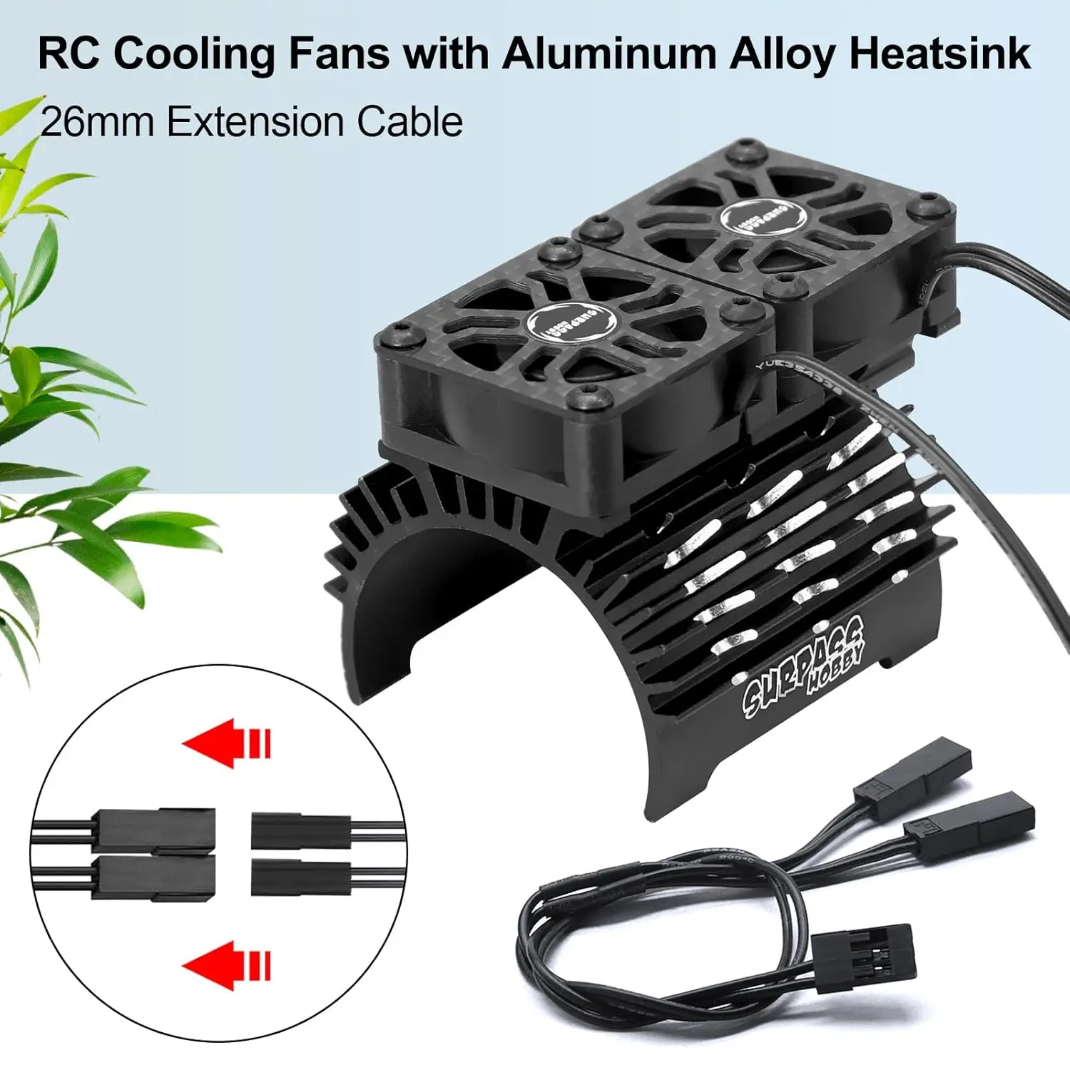 OGRC Dual 30mm RC Cooling Fans 27000 RPM RC Car Motor Heatsink for 1/7 1/8 40mm 42mm Diameter Size RC Brushless Motor