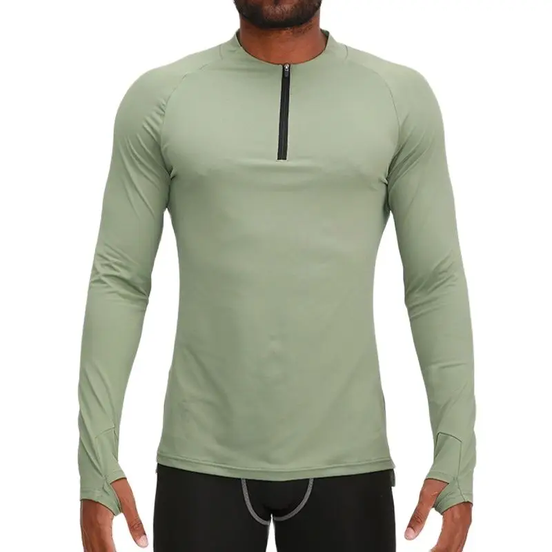 Mens 1/4 Zip Compression Shirts with Thumb Holes Base layer Long Sleeves Moisture Wicking Athletic Tee Active Fishining Blouse