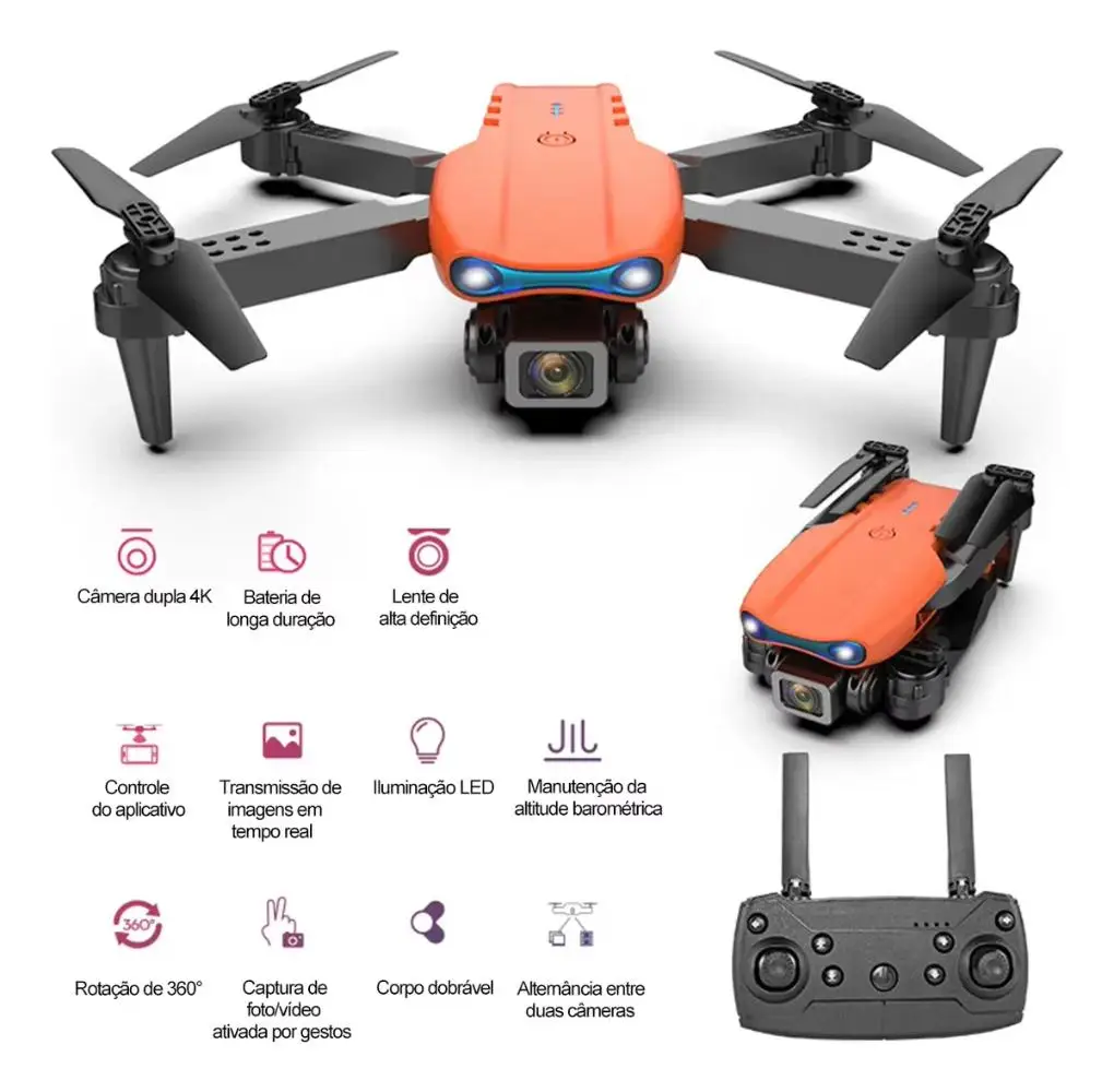 DLI Drone E99 Dobrável 4K HD Câmera Dupla Quadricóptero FPV WiFi Controle Remoto Fotografia Aérea Para Iniciantes