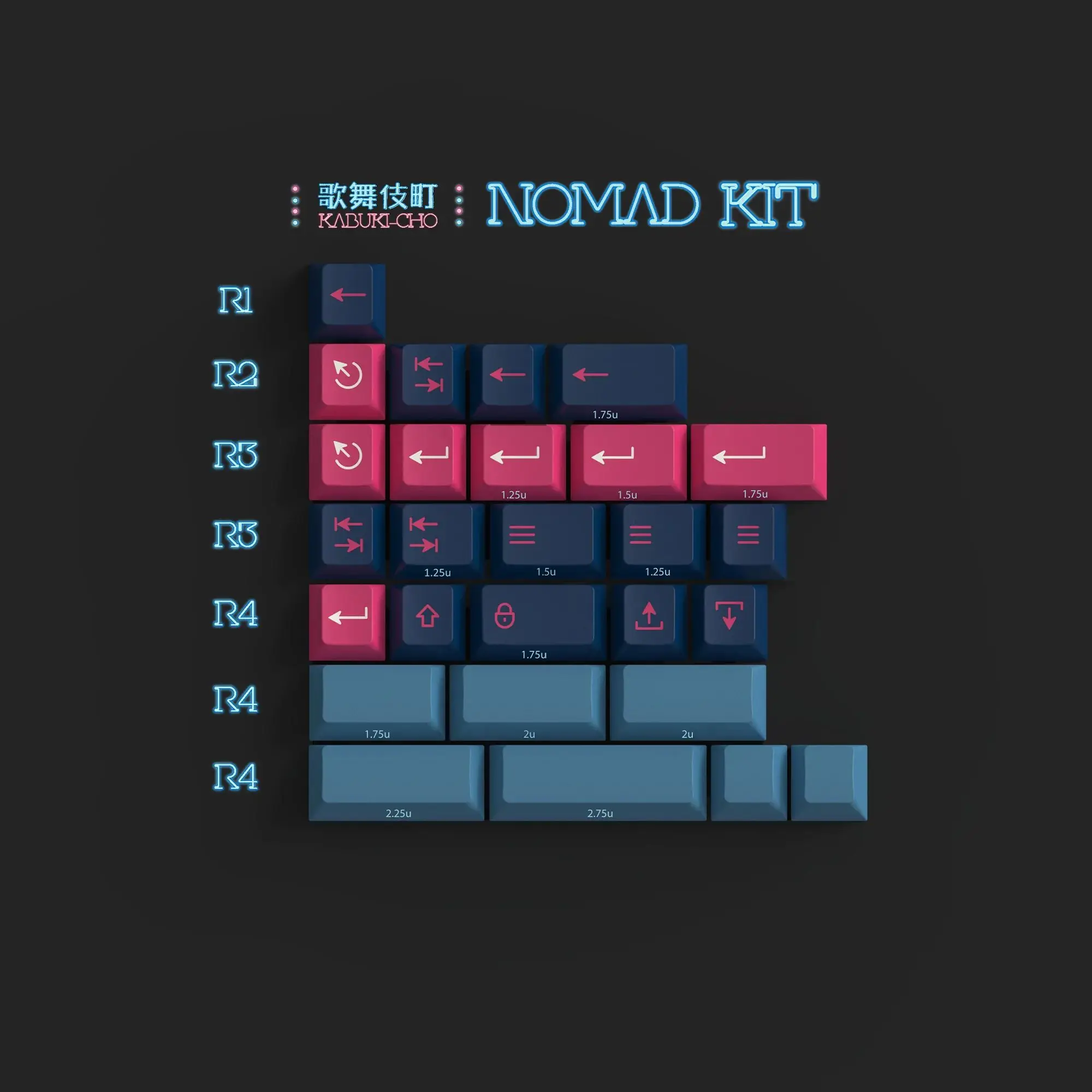 [Child Kits] PBTfans Kabuki-Cho Numpad/Icon Numpad/Spacebar/40s/International/Alphas kits Cherry Profile MX-style