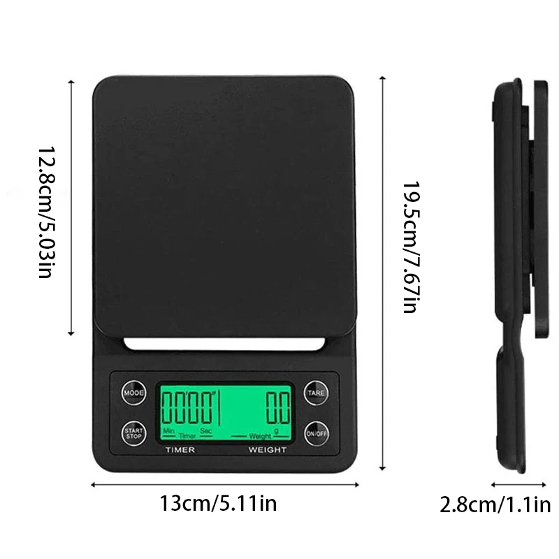 Picture 3: Digital Coffee Scale with Timer LED Screen Weighing Scale 5kg/0.1g Coffee Brewing Timer Scale Kitchen Tool