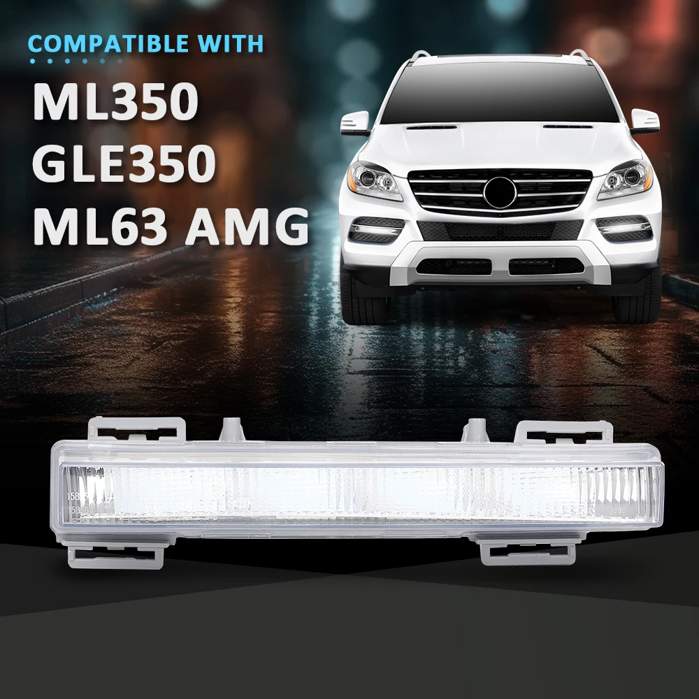 

Front 12V Drl Fog Light Right Side Fit for 2012-2015 Mercedes-Benz W166 ml Glk 2049065501 Clear Lens Strong Durable Sturdy Car