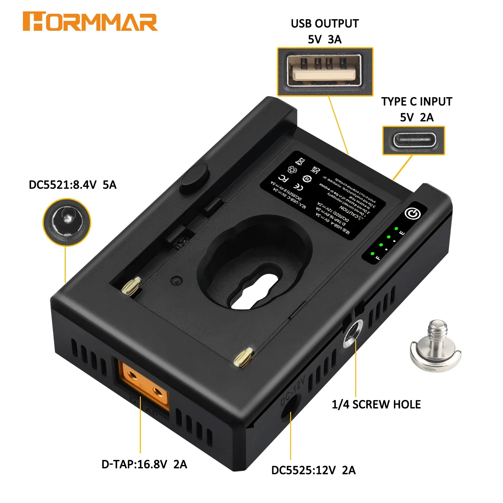 NP-F Battery Charger Battery Adapter Plate Cold Shoe Adapter 1/4in for NP-F550 F750 F970 for BMPCC 4K 6K DSLR ILDC