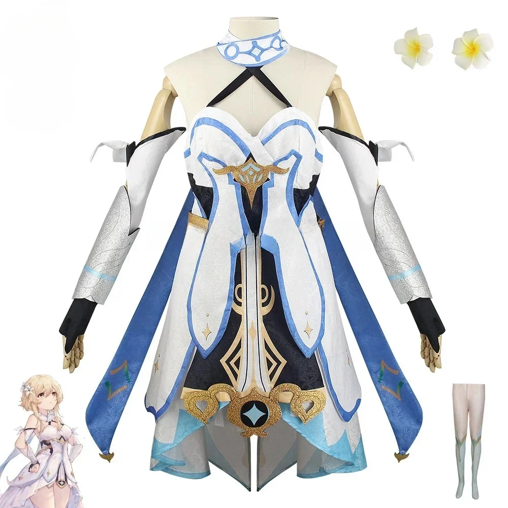 Genshin Impact Lumine Cosplay Kostuum Volwassen Carnaval Uniform Pruik Anime Halloween Feestkostuums Maskerade Vrouwen Spel - afbeelding 2