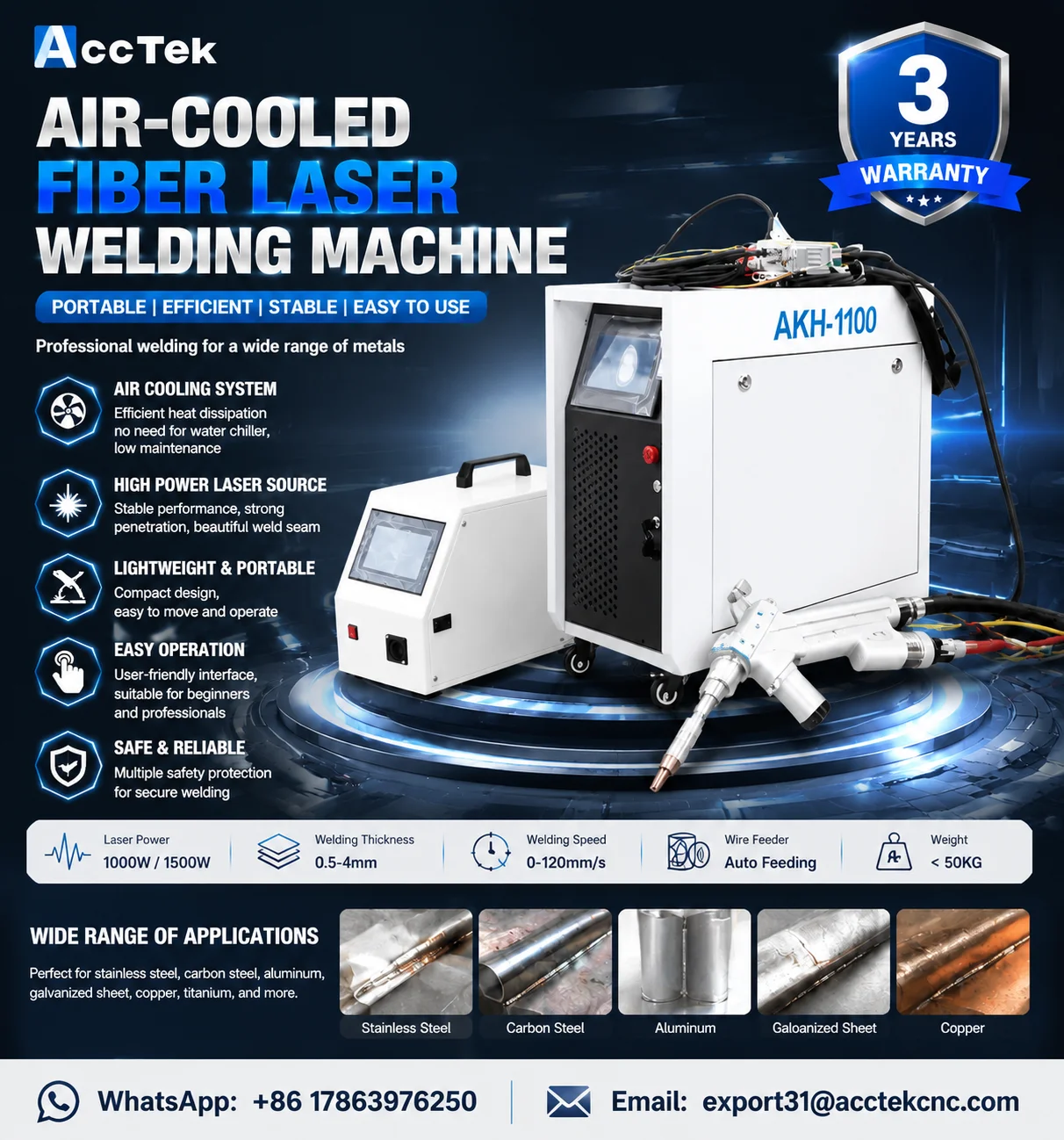 Acctek Laser Cleaner Machine For Metal Wood Stone 100W 200W 300W 500W 1000W 110V 220V 380V Rust Removal Laser Cleaning Machine