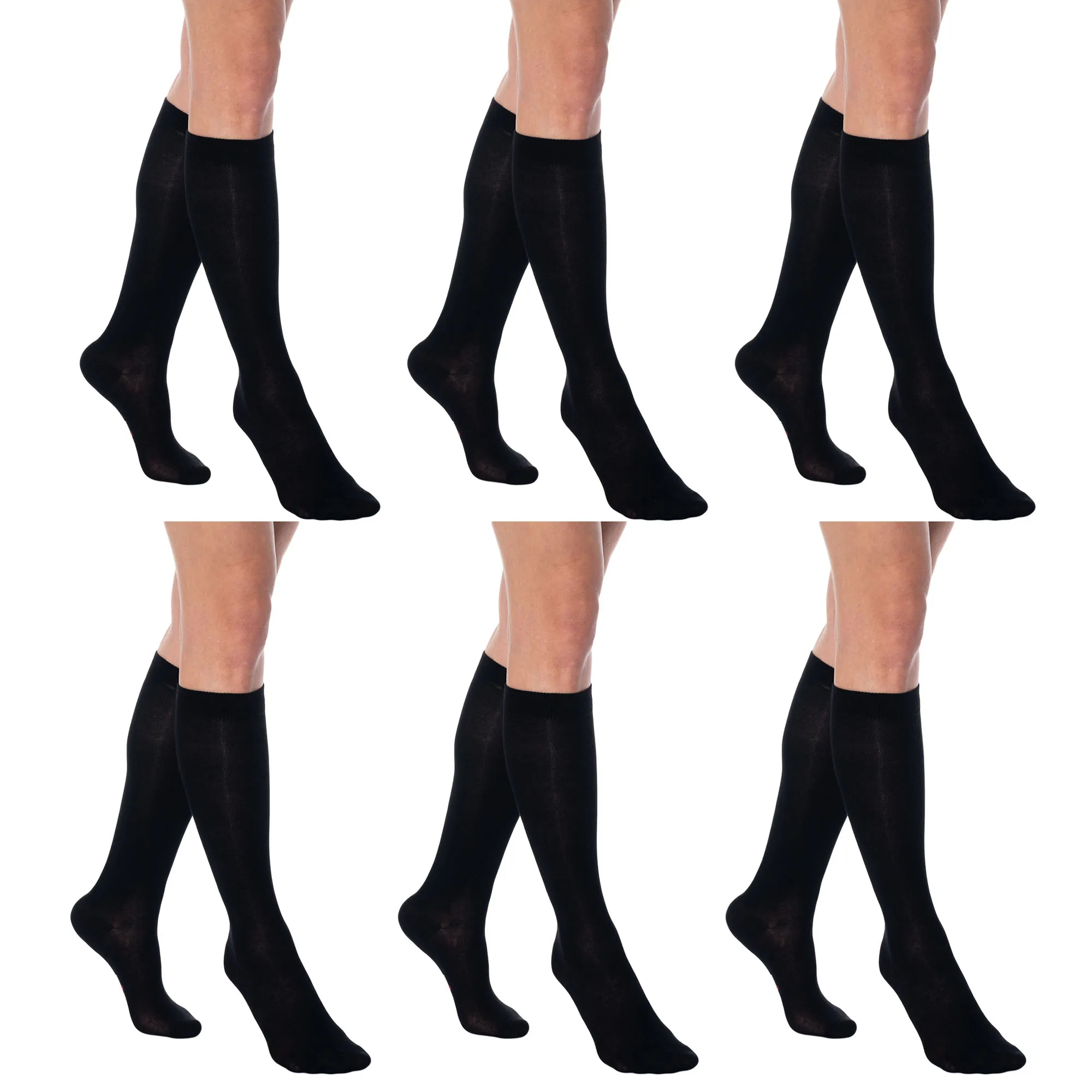 Knee High Socks for Women Combed Cotton Over The Calf Long Socks 6 Pairs