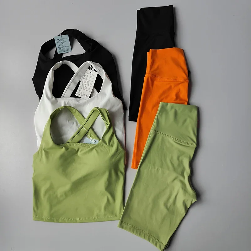 2PCS Zestaw do jogi dla kobiet Zestaw biustonoszy sportowych do ćwiczeń Odzież sportowa Fitness Długi rękaw Crop Top Spodenki sportowe z wysokim stanem — zdjęcie 2