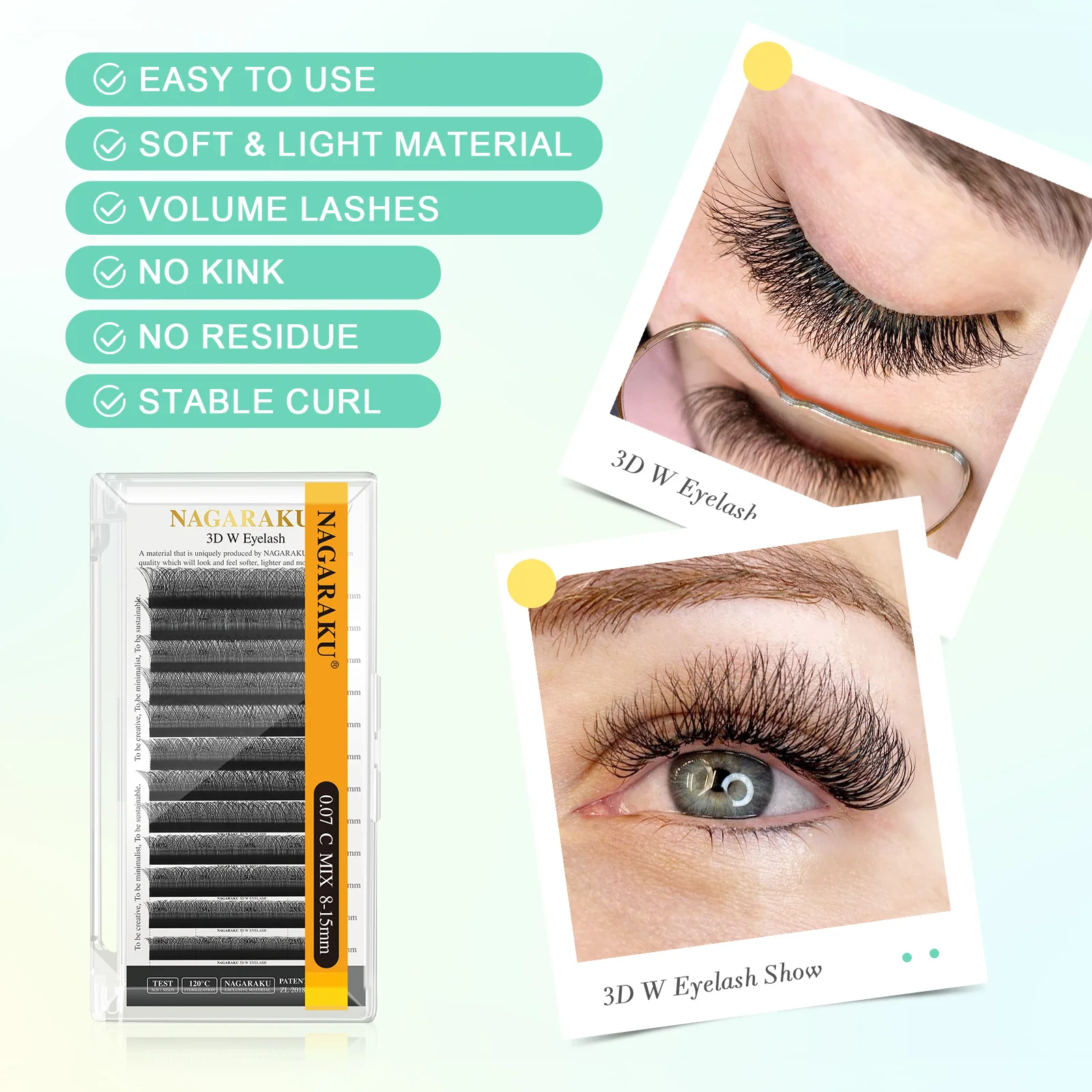 NAGARAKU Automatic Flower W volume Shape Bloom 3D Premade Fans Natural Soft Light Individual Lashes Full Dense faux mink cluster