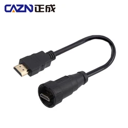 HDMI wodoodporny IP67 prosty męski na prosty męski przewód Plug gwintowany typ 4K 60HZ pozłacany certyfikat przewód o dużej prędkości HDMI