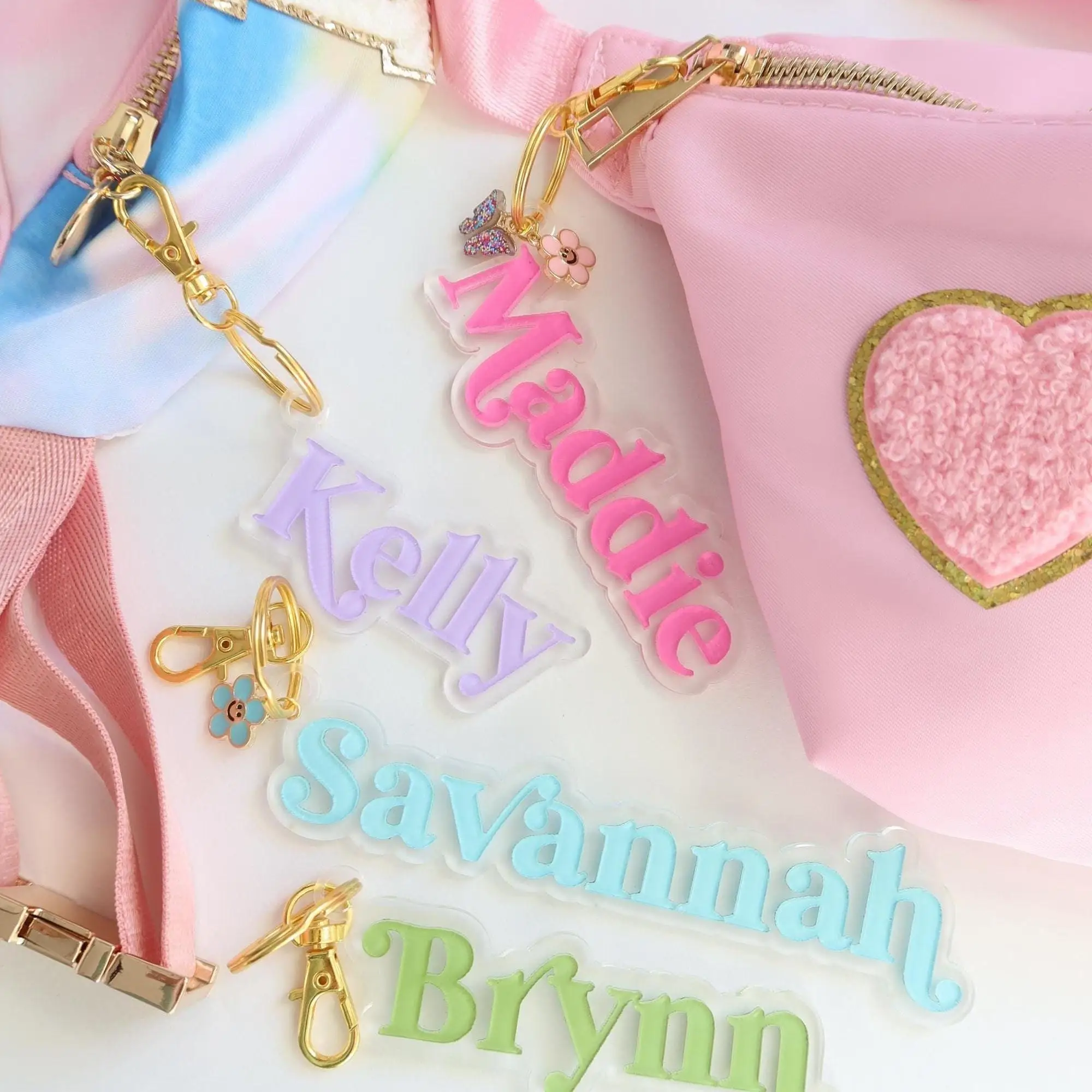 Personalized Acrylic Keychain Acrylic Name Tag Backpack Diaper Bag Lunchbox Name Tag Travel Accessories Retro Name for Women