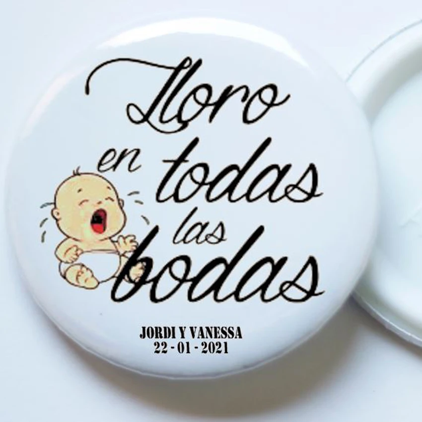 Chapas Boda Divertidas lote 100uds 59 mm Personalizadas NOMBRE & FECHA recuerdos de bodas, regalos de boda Para invitados, despedida de soltera, invitados, decoración de bodas comunión bautizo Detalles navidad, Wedding