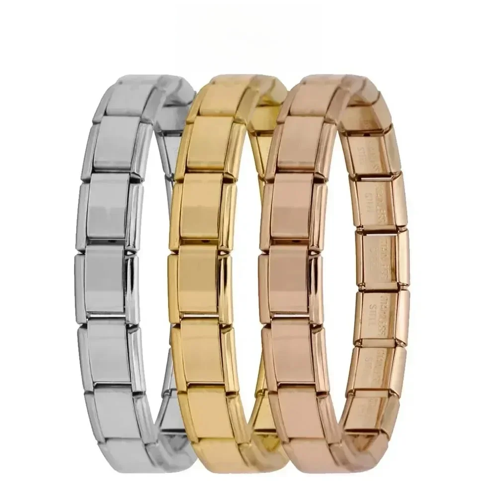 Hapiship Neue frauen Schmuck 9mm Breite Itanlian Elastische Charm Armband Mode Edelstahl Armreif ST-