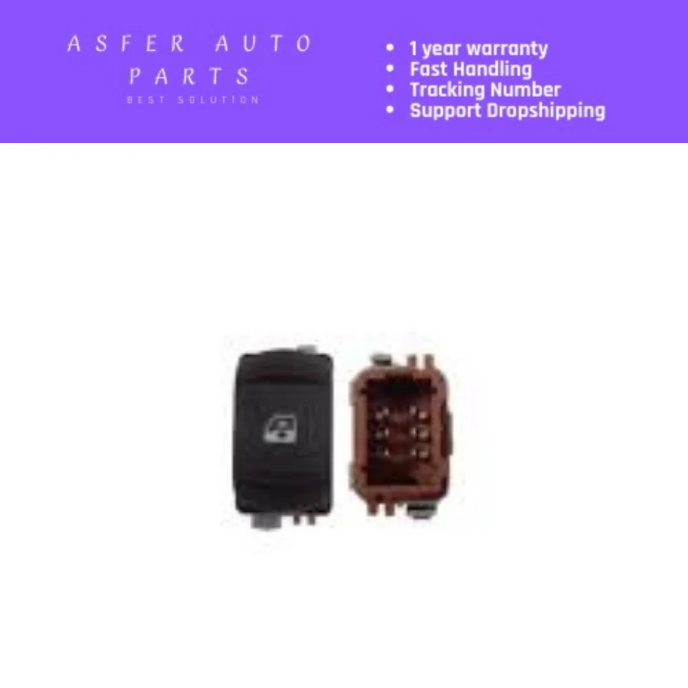 WINDOW OPEN BUTTON SWITCH FRONT RIGHT 6 PIN SINGLE GRAY BROWN FOR RENAULT MEGANE II 8200414961