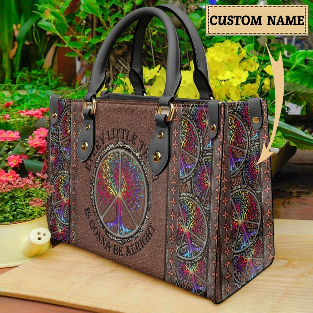 Hippie Sunflower Hand Bags for Women Brand Design New Fashion Luxury Handbags Casual Pu Leather Crossbody Bag Female Bolso Mujer