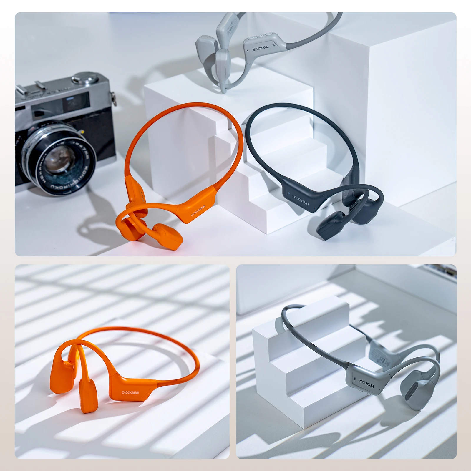 DOOGEE BoneAir Swim Bone Conduction Headphones Bluetooth 5.4 IP68 Waterproof Wireless Ear Hooks Ear Phones for Outdoor Sports