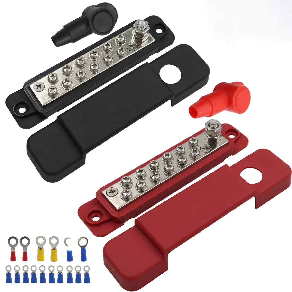 Barres de câblage avec couvercles et anneau politiquement als pour automobiles, bus de nuit de distribution de 12 bornes, DC 48V, 12P