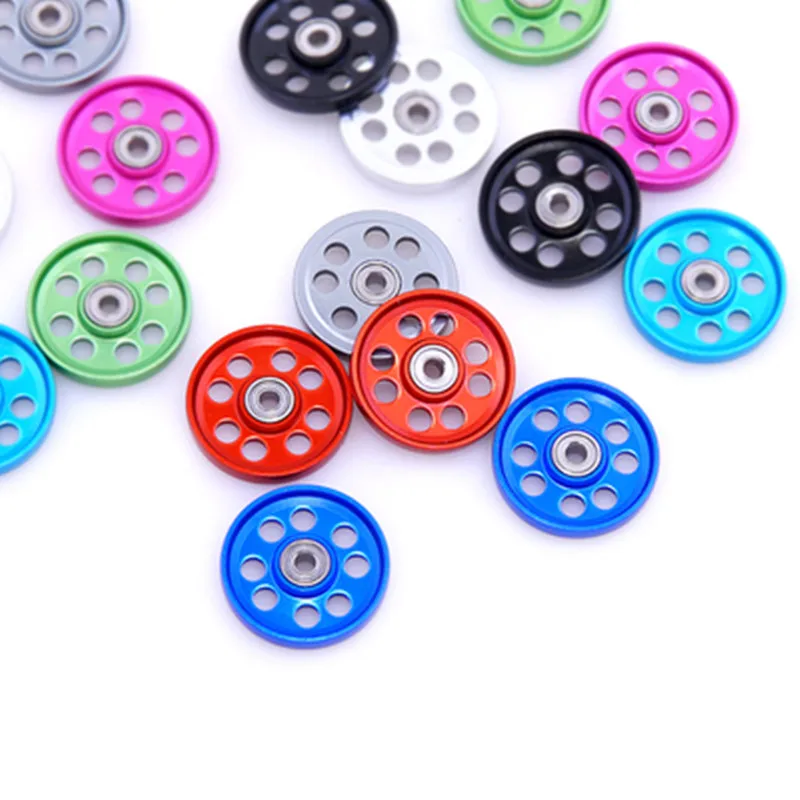 RFDTYGR  Light Strong Aluminum 17mm Rollers Self-made Parts For Tamiya Mini 4WD Colored Aluminum Guide -Wheel   95563  4Sets/lot