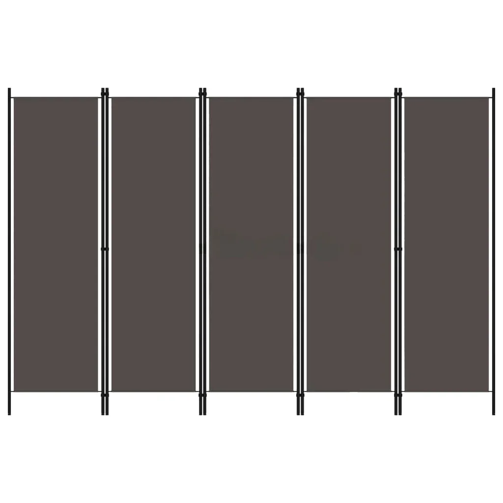 Vidaxl Anthracite 5-Panel Room Divider 250X180 Cm Privacy Screen,Blackout Screen,Interior Decoration