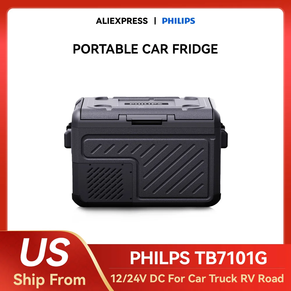 PHILIPS  Car Refrigerator Mini Fridge Freezer Portable Compressor Cooler 12/24V DC 110-240V Ice Box for Camping Car Truck