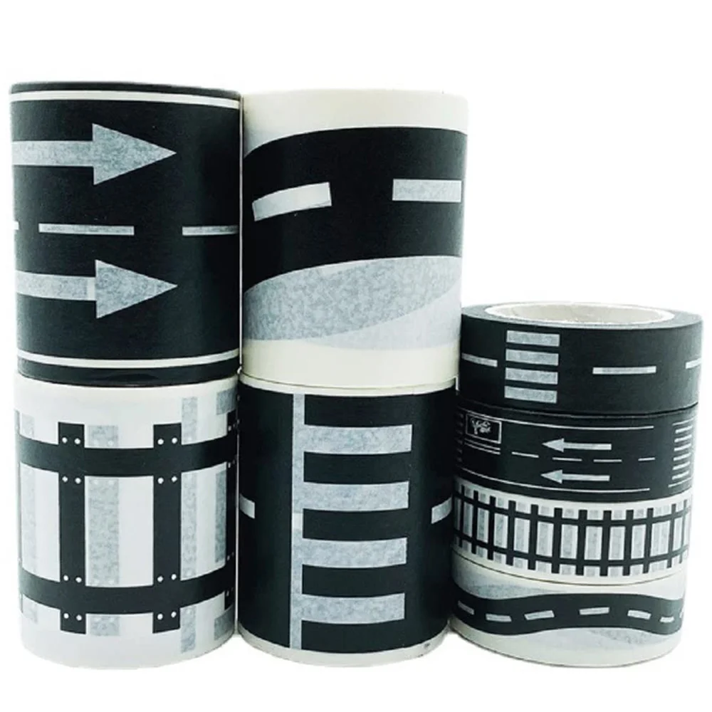 

Black Road Washi Tape Railway Highway Traffic Washi Tape Black White Masking Tapes Decorative Paper Tape for Kids DIY Crafts