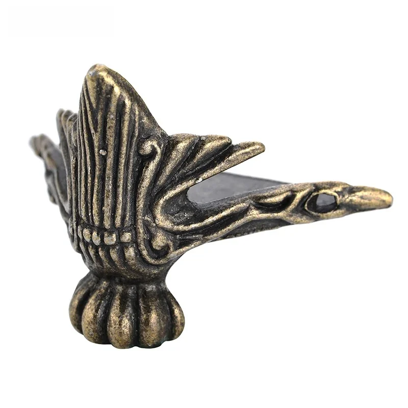 4 sztuki NAIERDI 40x30mm antyczne drewniane pudełko nóżki ochraniacz narożny trójkątny Rattan rzeźbiony ozdobny wspornik do sprzęt meblowy — zdjęcie 2