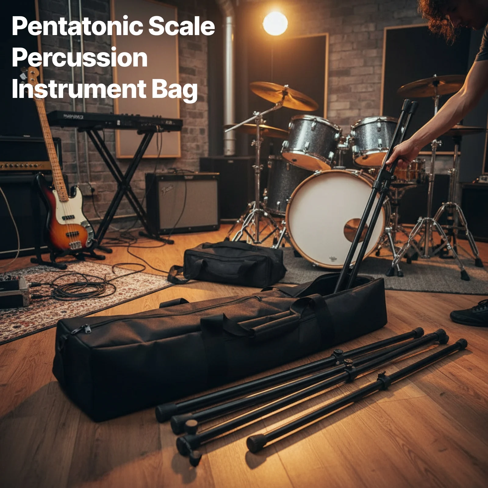 

Pentatonic Scale Percussion Instrument Bag Equipment Organizer Water Resistant Oxford Cloth Carrying Bag for Music Festivals
