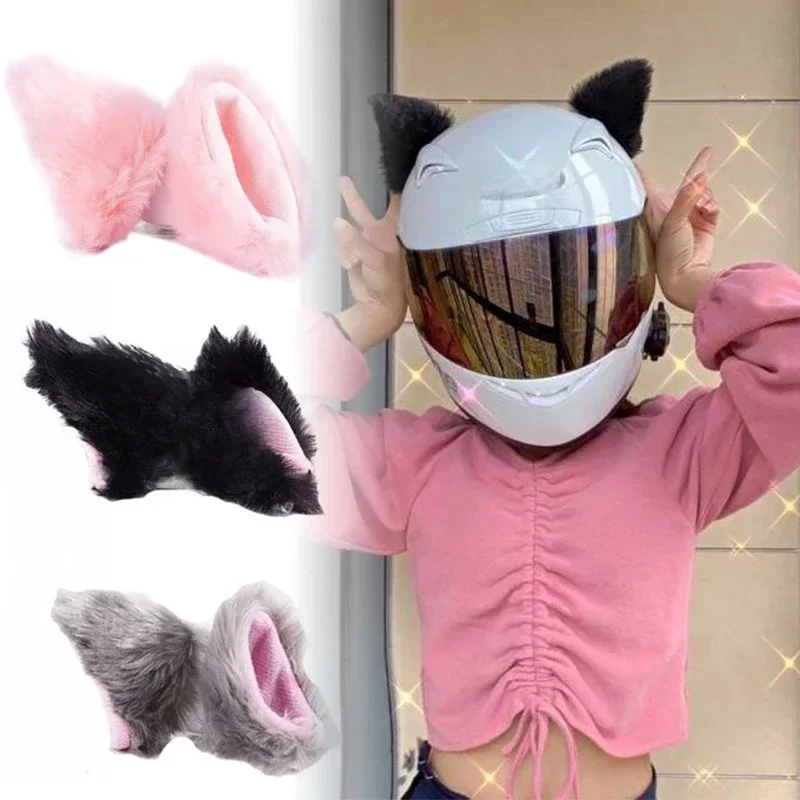 AliExpress 1Pair Cat Plush Ears Helmet Decor Cute Motorbike Cycling Styling Helmet Decorate Sticker Accessories