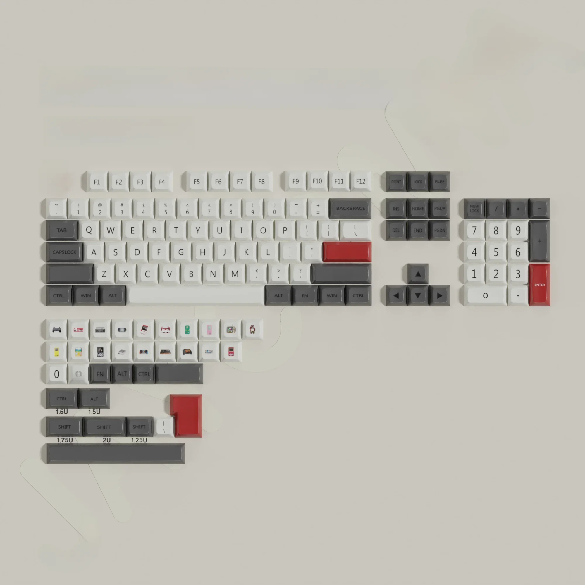 XDA PBT Tastenkappen DE FR ES KR EN RU Abnt2 Thai Keycap Dye Sub Retro FC für ISO-Layout Mx Switch mechanische Tastatur Gaming Custom