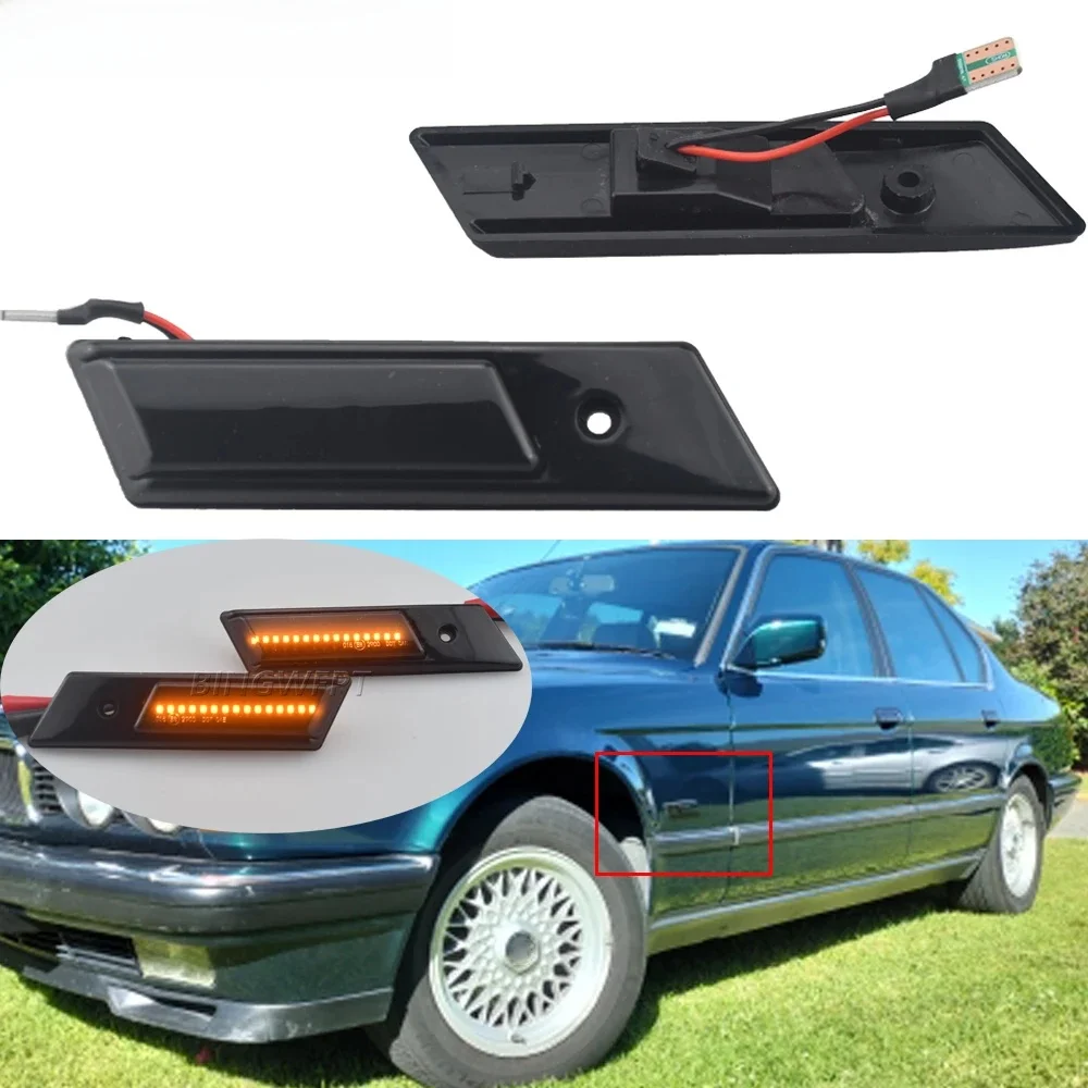 Clignotant dynamique séquentiel, feu de position latéral pour BMW E30 E32 E34 E36, lumière Led 1990 – 1996 M3 M5 série 3 5 7, 2 pièces/lot