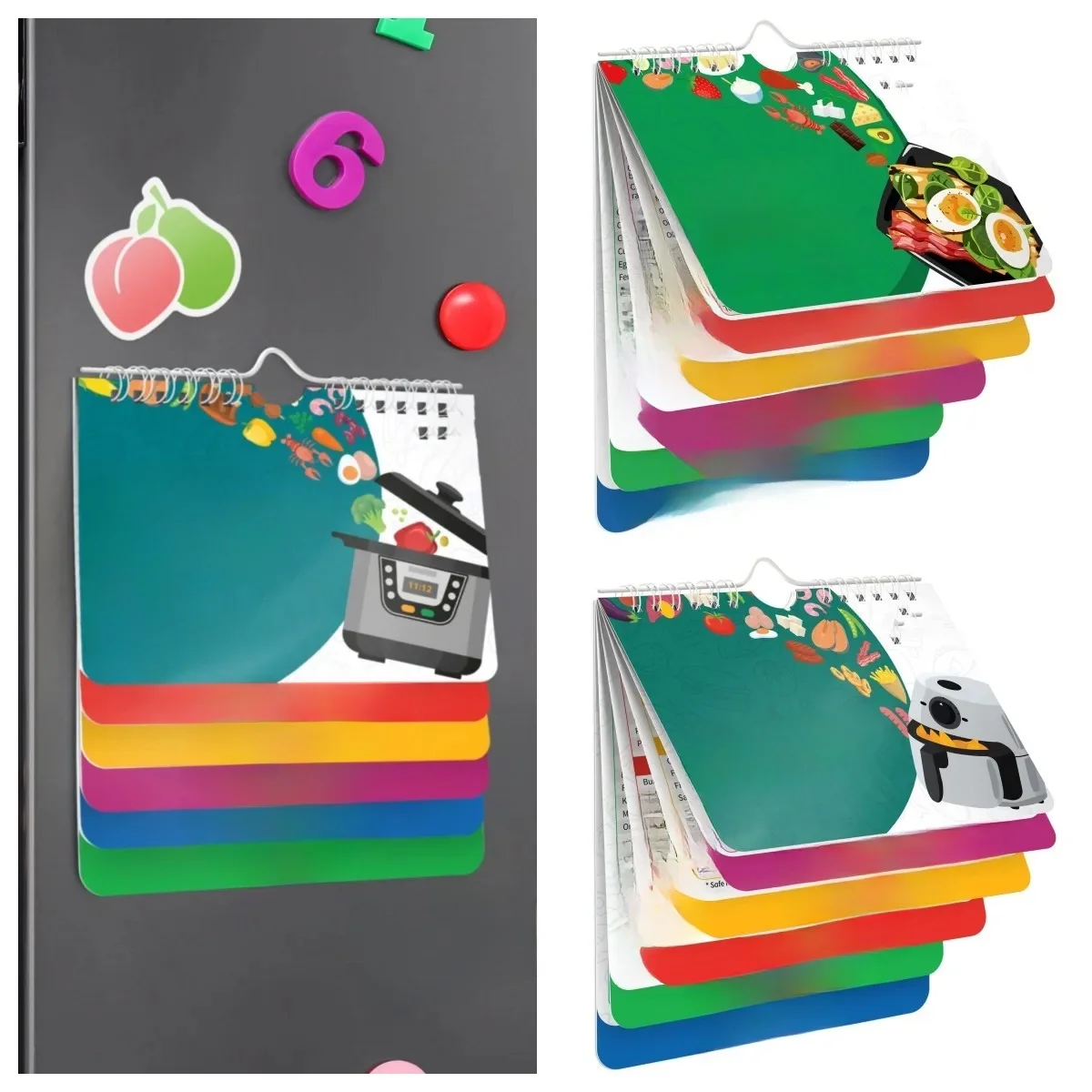 Livre de recettes pour friteuse à air, feuille de triche magnétique, livret de guidage, livres de recettes, accessoires instantanés, marmite de cuisson au four, tableau des temporaires