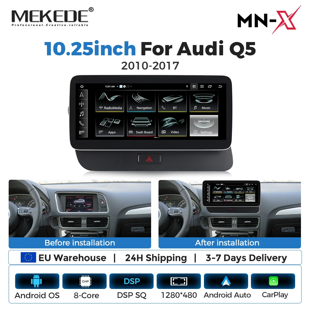 Navifly 4g lte android autoradio für audi q5 2010-2017 android 14 carplay auto hd media player 128gb dsp all-in-one navigation