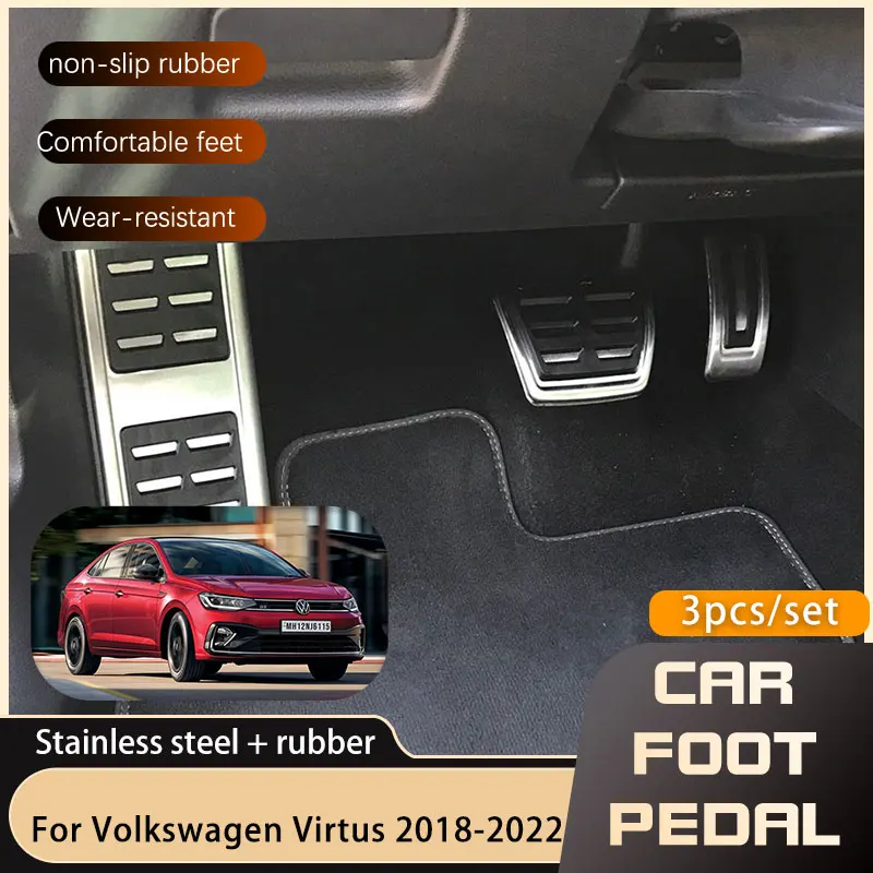 Pedales de coche para Volkswagen VW Virtus Skoda Slavia 2018 2019 2020 2021 2022 freno de acelerador de Gas sin almohadilla de cubierta de Pedal de perforación