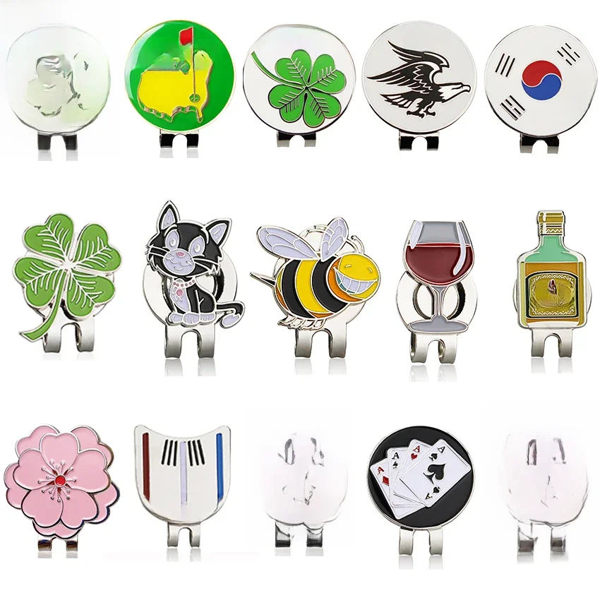 Marqueur de Golf de conception différente, 15 types, avec pince pour chapeau de Golf, marque de balle de Golf, drapeau de tasse de vin d'animaux