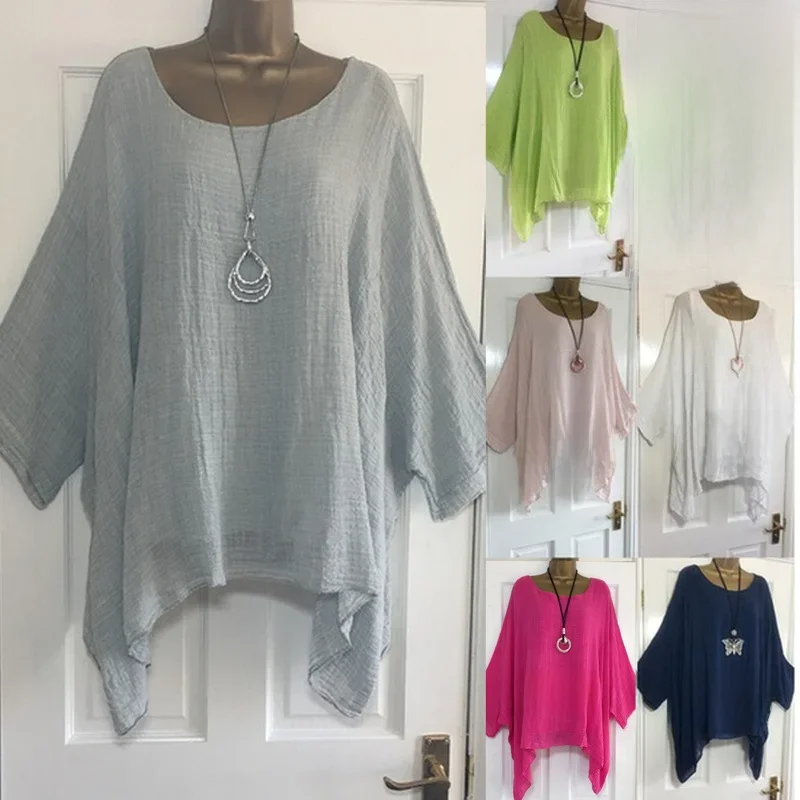 2023 Jesienna odzież damska Moda Rękaw w kształcie skrzydła nietoperza Jednolity kolor Luźny dekolt 3/4 Rękaw Casual Elegancja Femme Bluzka damska Top — zdjęcie 2
