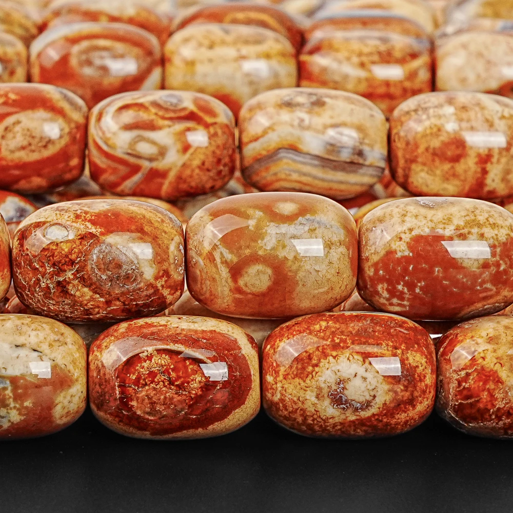 Natural Carnelian Agate Barrel Beads 14x10 18x13mm Loose Beads, Orange RedGemstone Beads for Handmade Jewelry Making DIY Gift