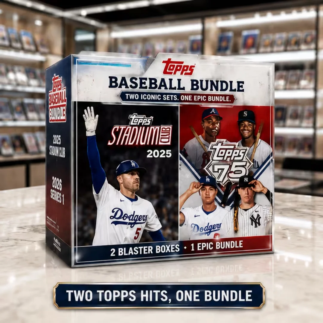 2025 Topps Stadium Club With 2026 Topps Series 1 Baseball Blaster Box Bundle, 14 Packs Total, MLB Baseball Cards, Sealed Sports Trading Cards, Collector Box Set, Premium Gift for Baseball Card Collectors