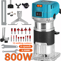 800W 6-speed Electric Wood Router Electric Trimmer Woodworking Milling Engraving Slotting Trimming Machine Carving Router Tool