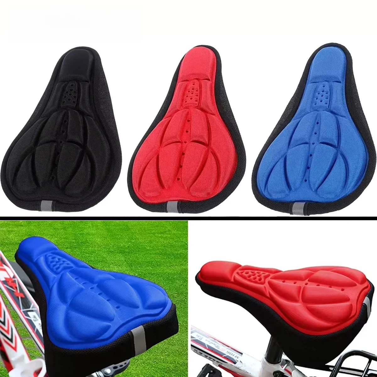 AliExpress pinmoap Bicycle Saddle Cover 3D Bicycle Seat Cover Gel Cushion Thickened Sponge Cushion Mountain Bicycle Seat Cover Bicycle Seat Cushion