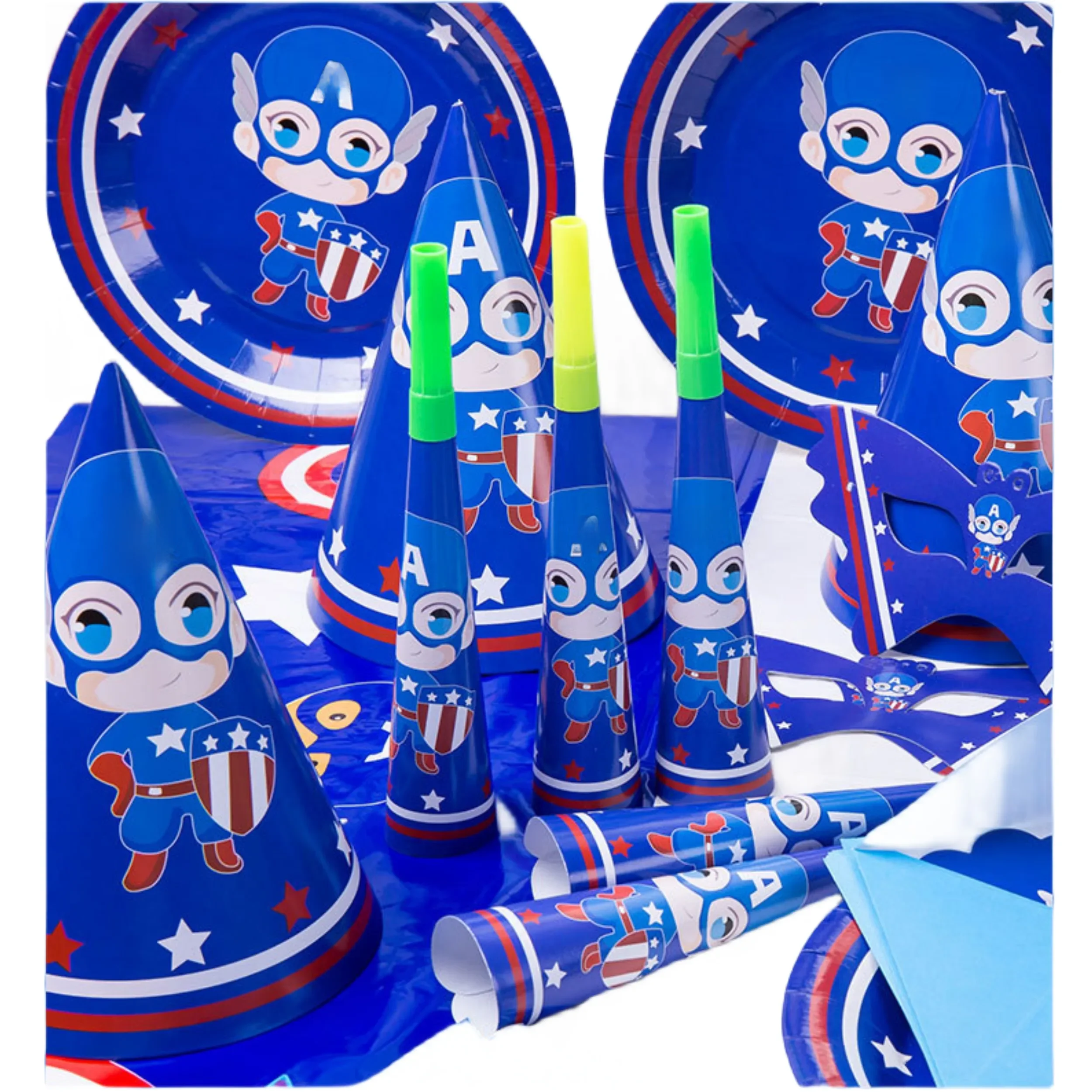 Captain America Super héros fournitures de fête décoration ballon anniversaire vaisselle jetable nappe fête thème garçons ensemble