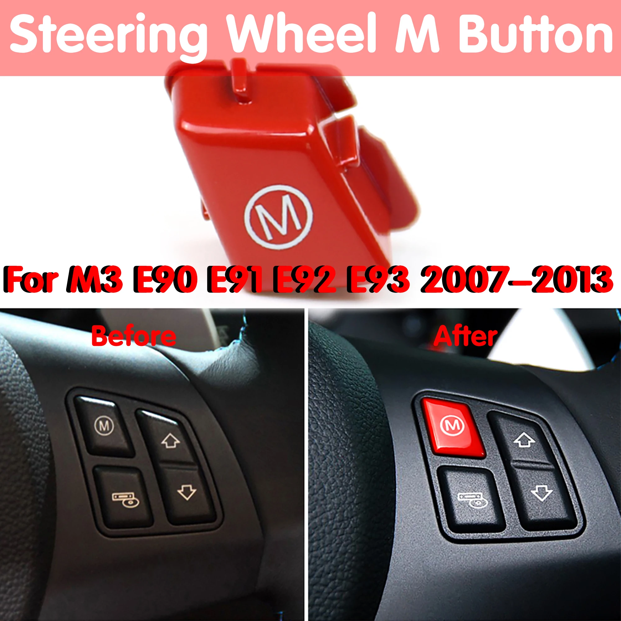 

ABS Red Replacement Steering Wheel M Button For BMW 3 Series M3 E90 E91 E92 E93 2007 2008 2009 2010 2011 2012 2013