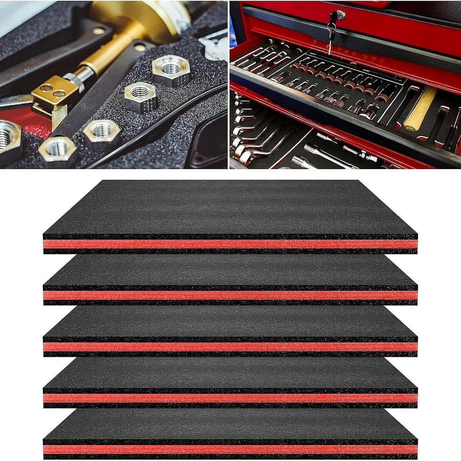 5Pcs Toolbox Foam Inserts EPE Foam Tool Anti Slip Liners Foam Sheet for Hard Case Camera Case Tabletop Transport DIY Crafts