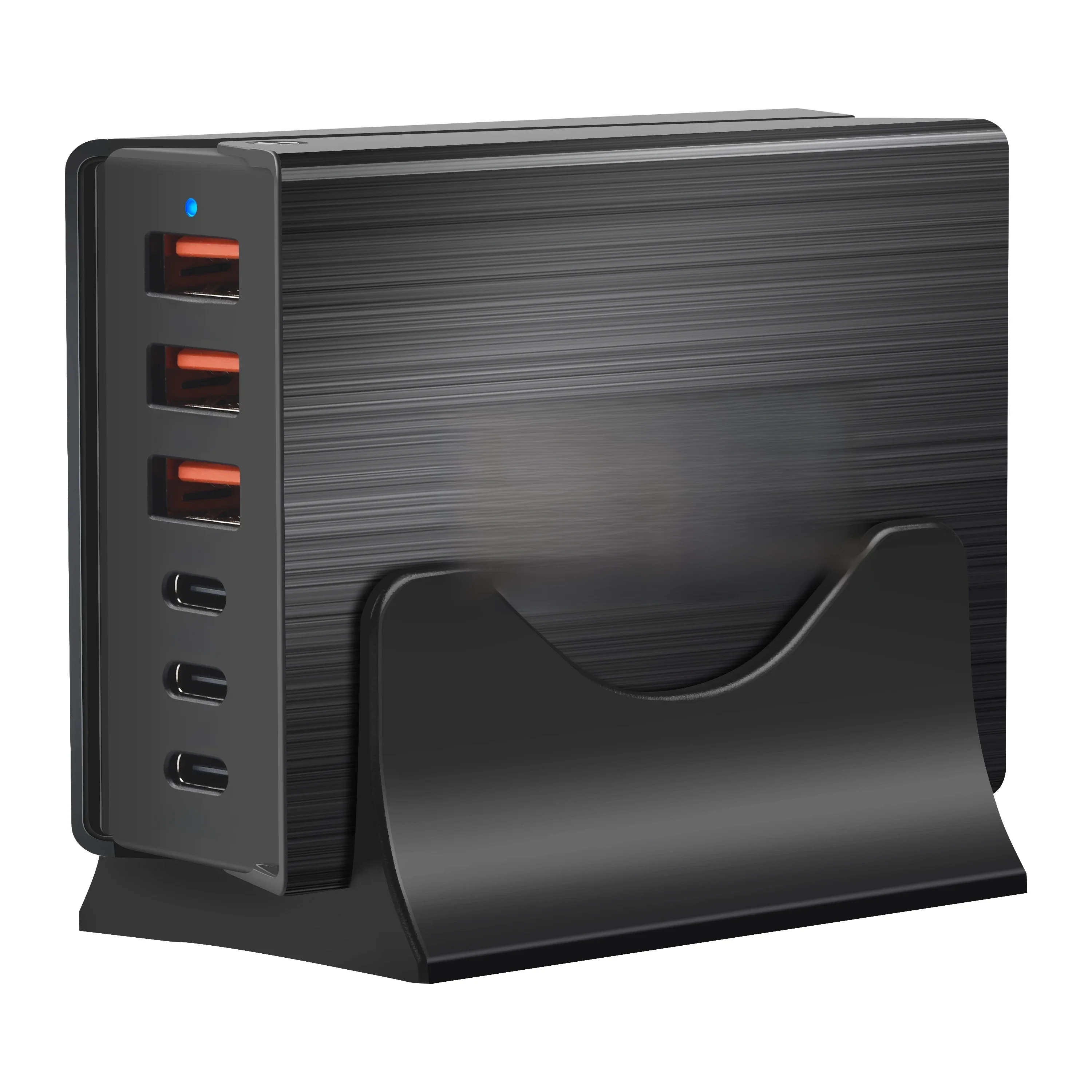 Szybka ładowarka USB C 200W 6-portowa stacja ładująca Hub Kompaktowa ładowarka GaN z zasilaczem dla IPhone Samsung Xiaomi Huawei — zdjęcie 2