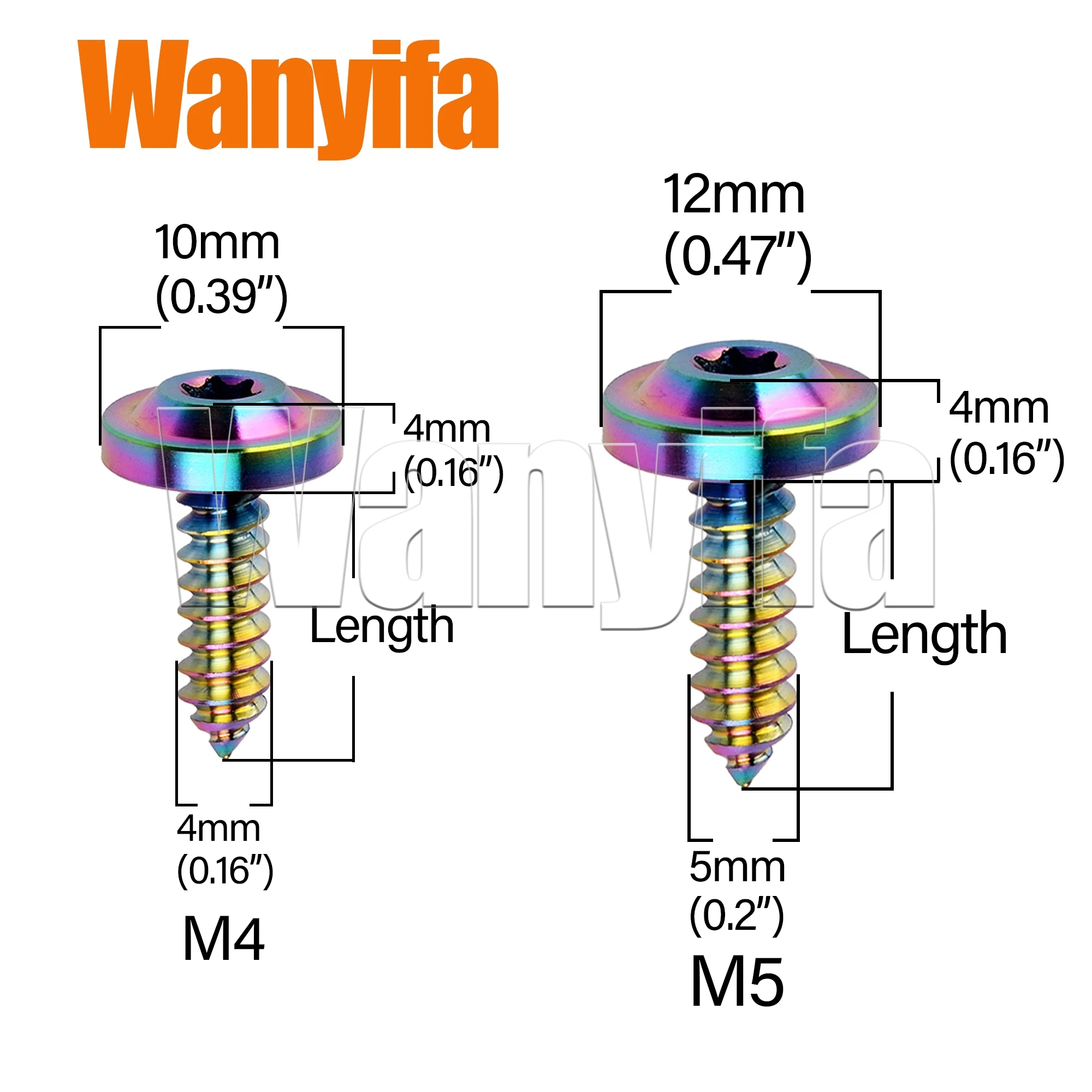 Wanyifa Titanium Bolt M4x15/20mm M5x15/17/20mm Disc Head Self-Tapping Button Torx Screws for MTB Bike Part 6Pcs