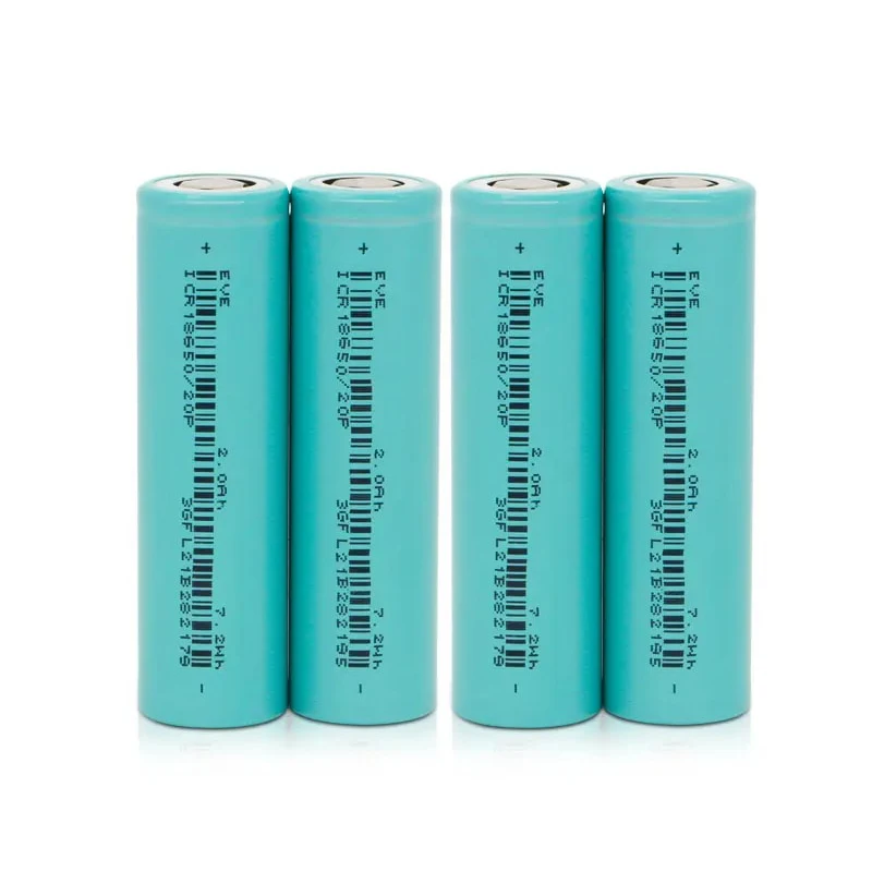 100pcs EVE 18650 3.7v 2000mah Grade A Cylindrical Lithium Battery for Electric Vehicles